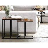 Artiss Nesting Coffee Table Sef of 2 Walnut Brok